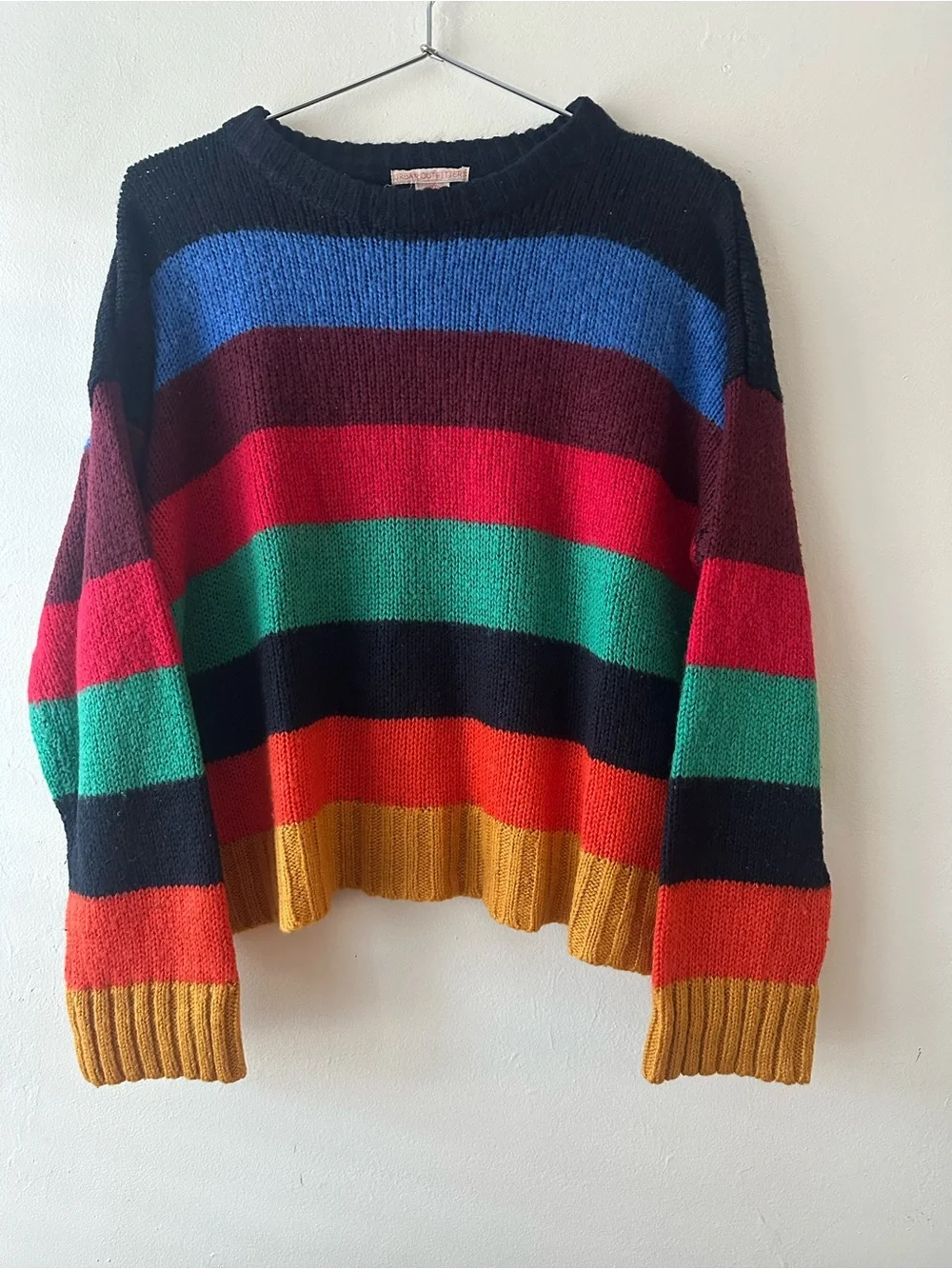 Urban Outfitters • Vintage Boxy Colorblock Sweater in Horizontal Stripe - Picture 2 of 8